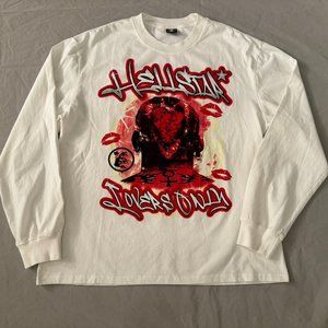 Hellstar Men's White Round Neck Long Sleeve Pullover T-Shirt Size M